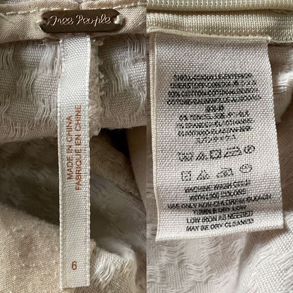 Free People Beige Newman High Waisted Netted Textured Shorts 6 - Picture 6 of 7